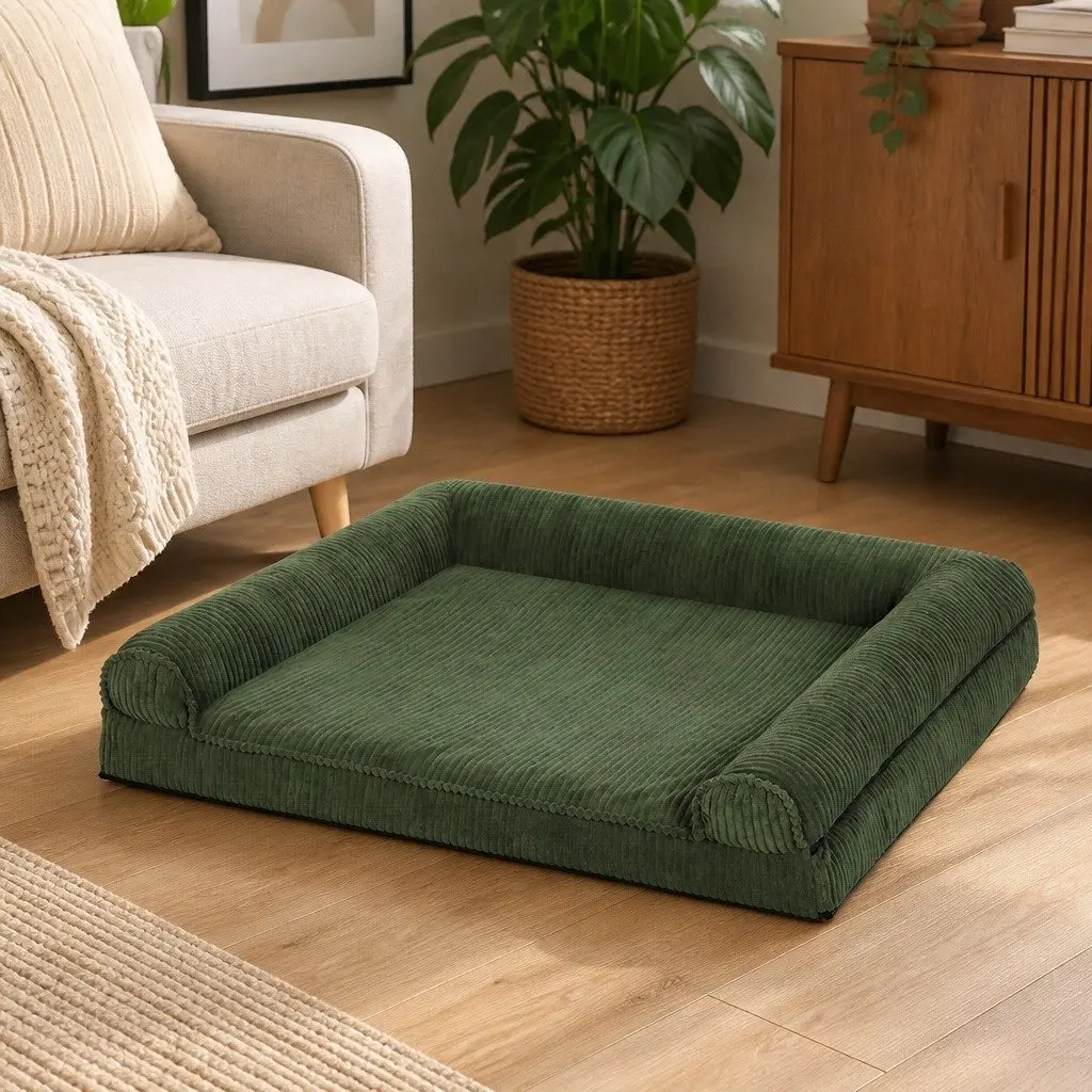 Dog Bed Orthopedic Mat Indoor 90cm x 60cm Green Non Slip Cushion