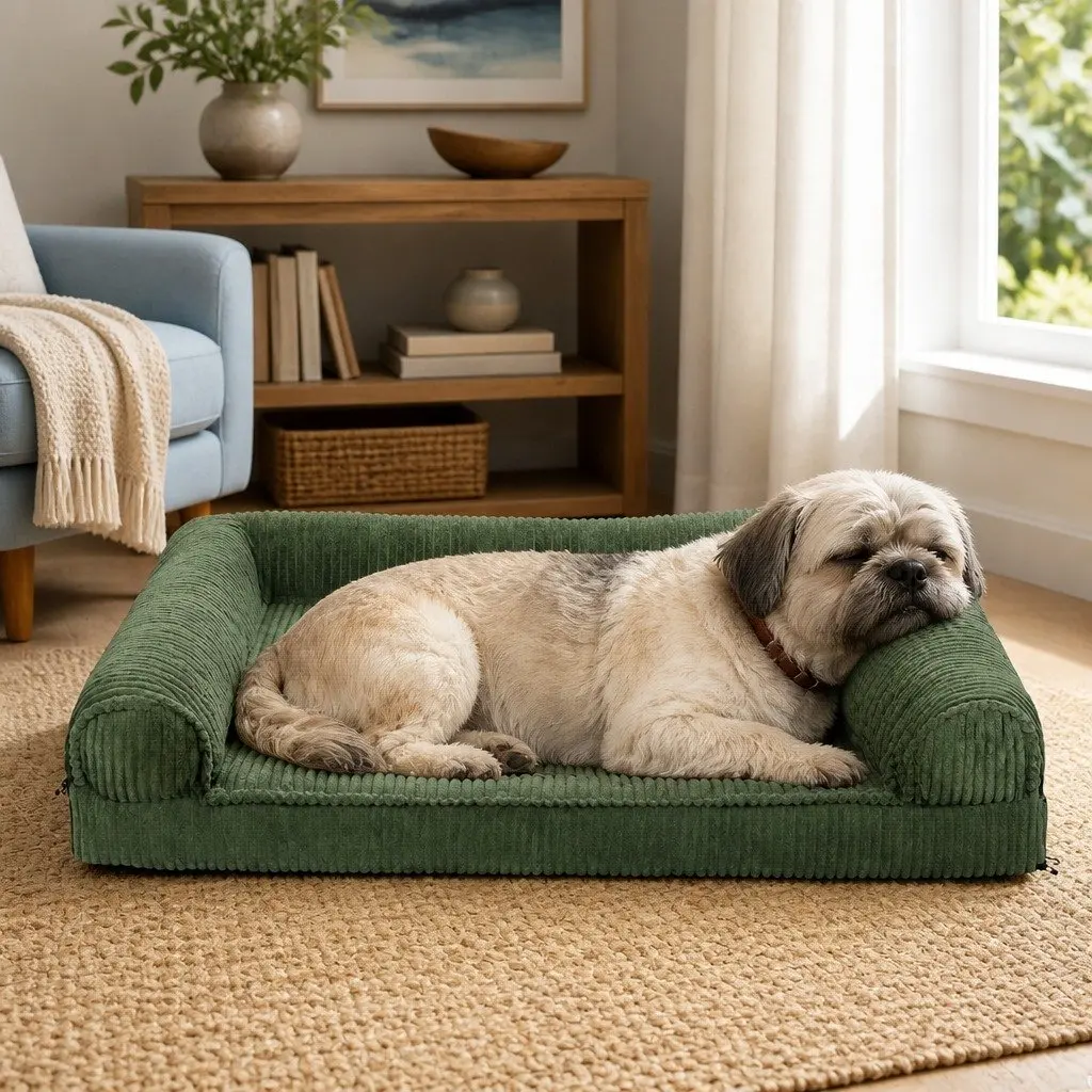 Dog Bed Mat Orthopedic Cushion 70cm x 50cm Green Non-Slip Washable Cover