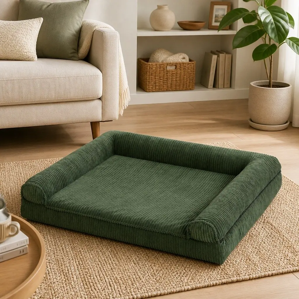 Dog Bed Mat Orthopedic Cushion 70cm x 50cm Green Non-Slip Washable Cover