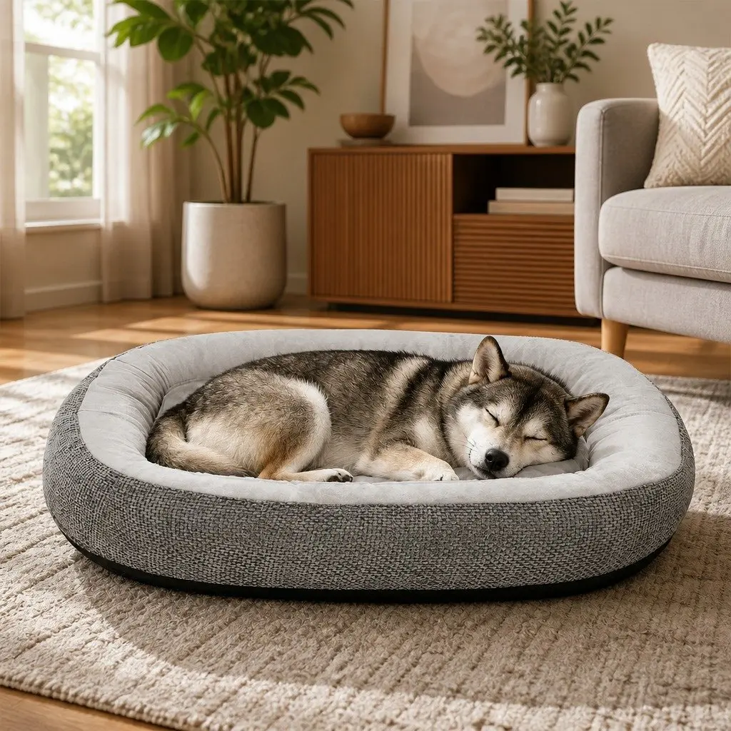 Orthopedic Pet Bed Dog Cushion Plush Support 90cm x 60cm Grey