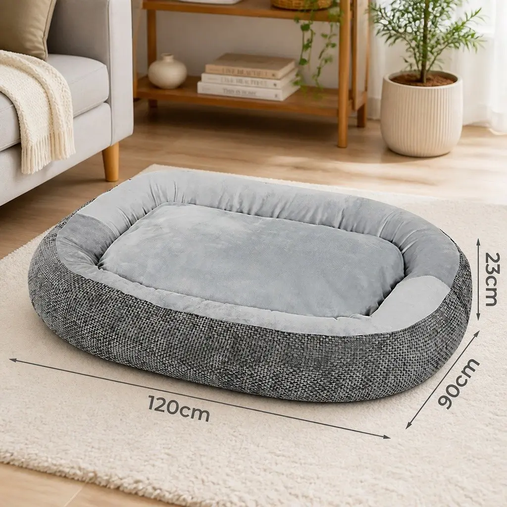 Pet Bed Orthopedic Plush Dog Cushion 120cm x 90cm Grey