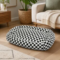 Dog Bed Calming Pet Plush Soft Washable Removable Cover Raised Bolster Support