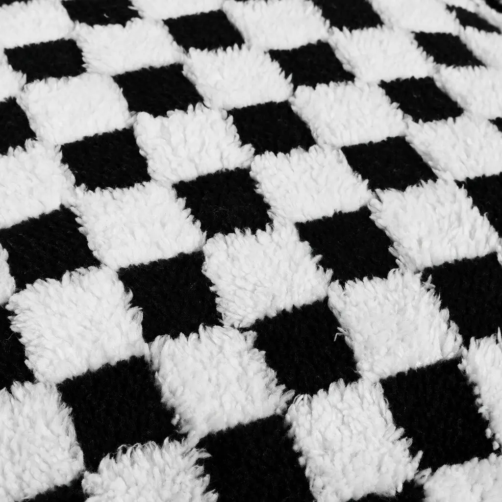 Plush Pet Bed Dog Cat Bed Washable Removable Cover 90cm x 60cm Black and White Checkered