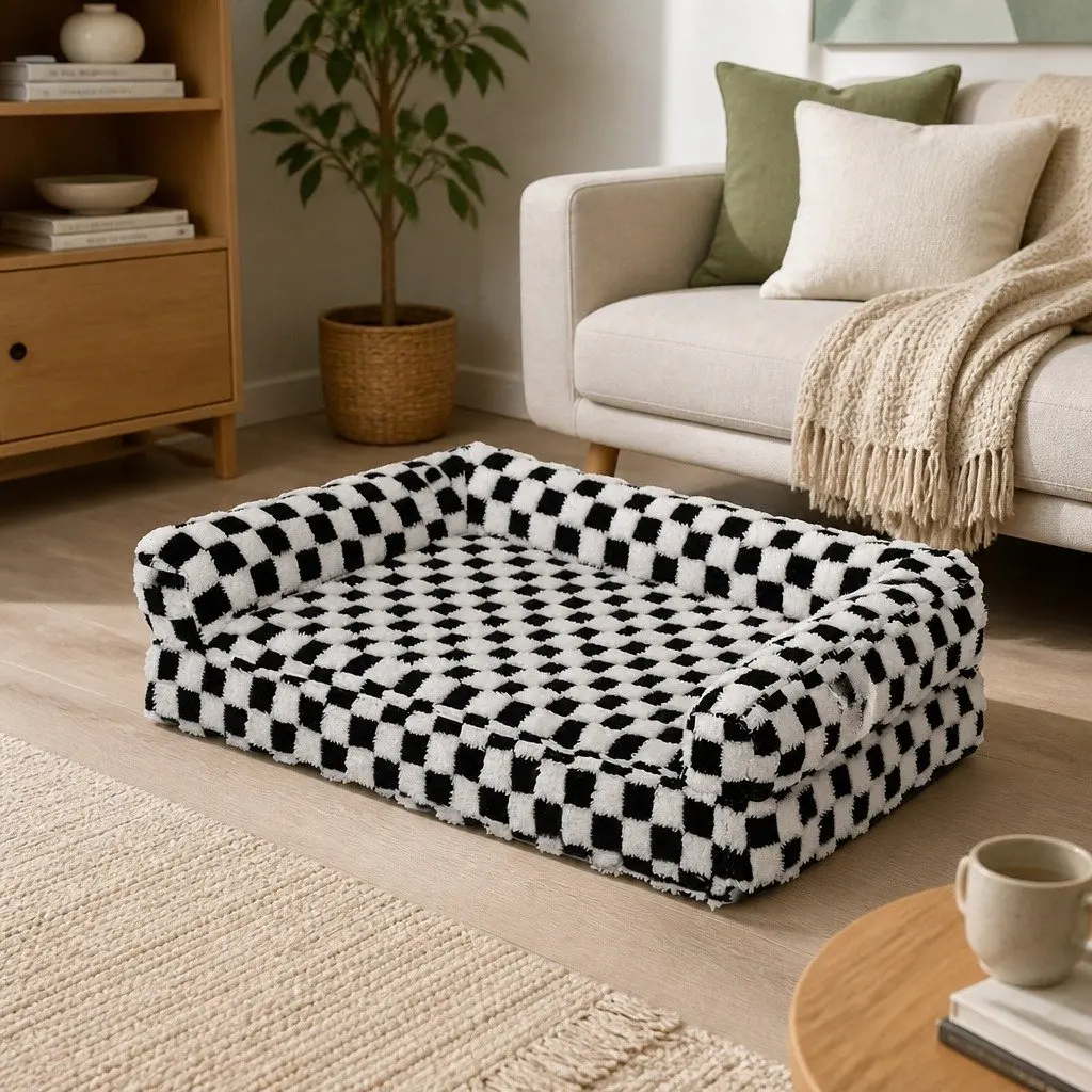 Orthopedic Dog Bed Memory Foam Pet Mattress 70 x 50 cm Black and White