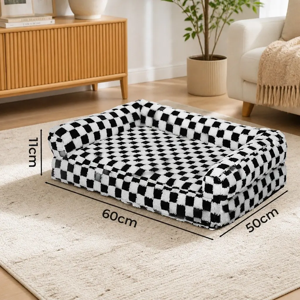 Orthopedic Dog Bed Memory Foam Pet Mattress Sofa Style 60 x 50 x 11 cm Black and White