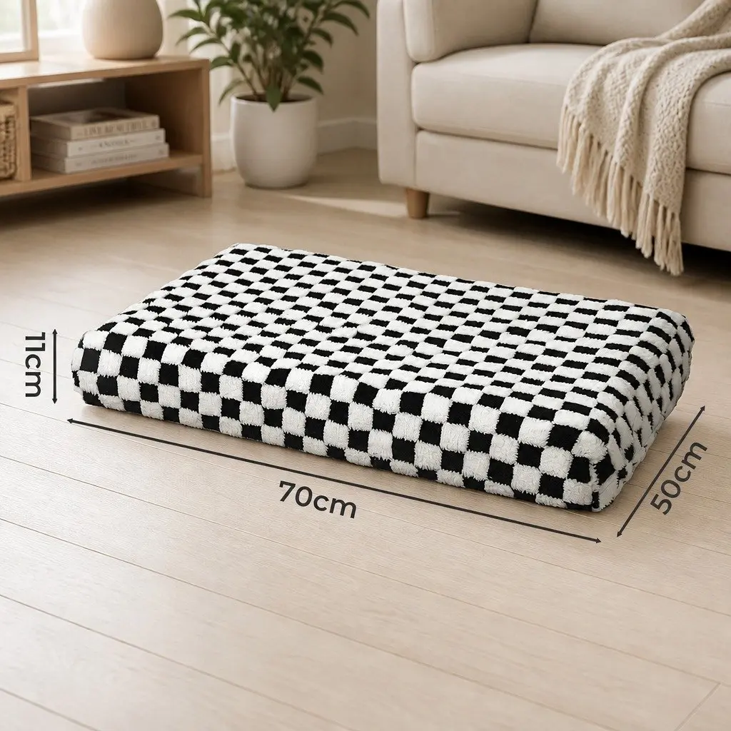 Orthopedic Dog Bed Memory Foam Mat Waterproof Washable Non-Slip 70cm x 50cm Black and White