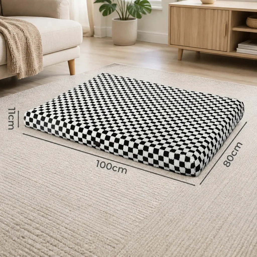 Orthopedic Dog Bed Memory Foam Mat 100cm x 80cm Black and White