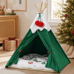 Comfortable and Affordable Green Pet Tent Bed