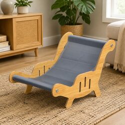 Cat Cooling Bed Gel Sofa Lounger L-Shaped Pet Rest Chair Indoor Grey Wood