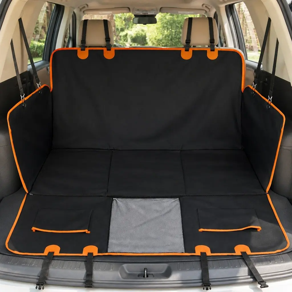 Dog Car Seat Cover 4-in-1 Convertible Hammock Cargo Liner 249 x 200 cm Black