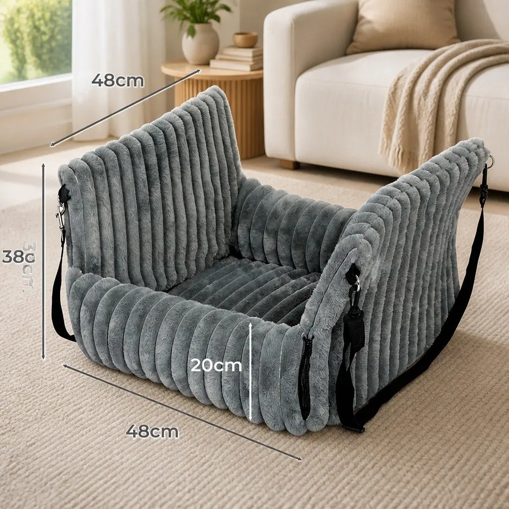 Dog Car Seat Booster Travel Safety Bed 48cm Dark Grey Washable Non Slip