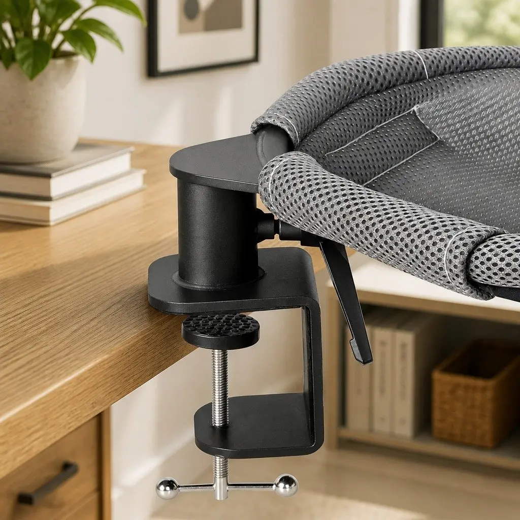 Hanging Cat Bed Mounted Desk Hammock 360 Degree Rotatable Washable Cushion Grey