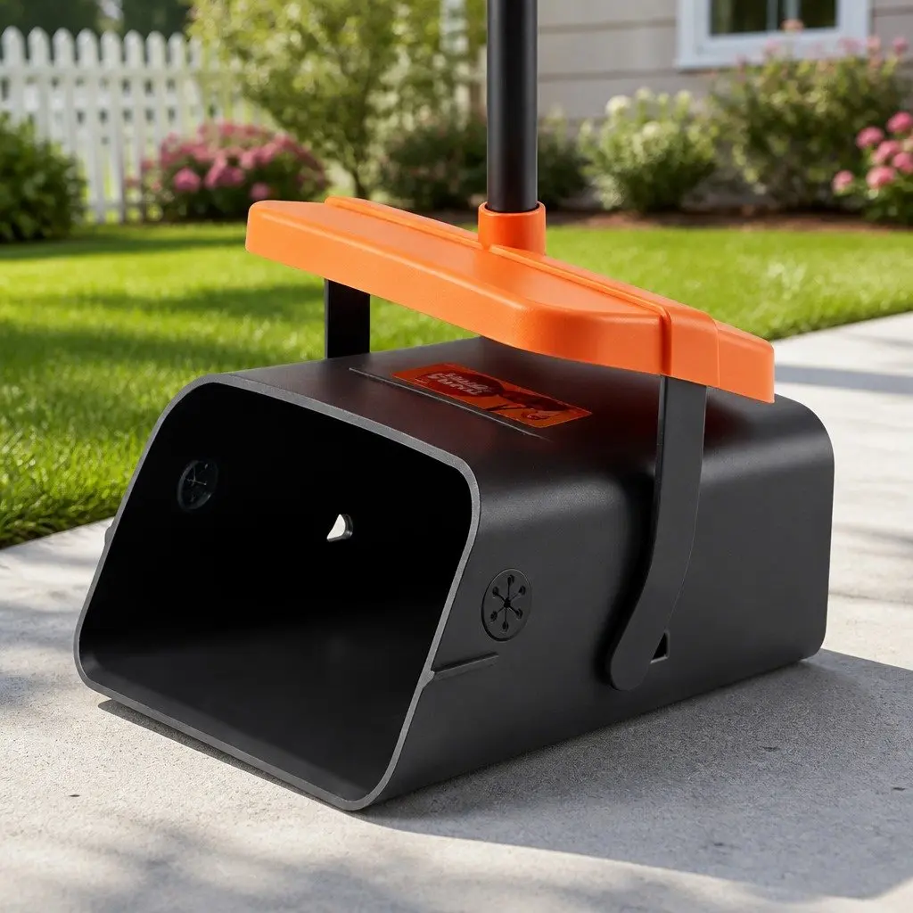 Dog Pooper Scooper Rake Long Handle No Bending Outdoor Cleanup Black and Orange