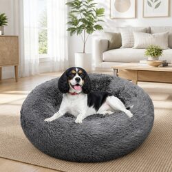 Comfortable Dark Grey Calming Bed for Pets 70cm