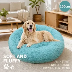 Warm and Reassuring Round Dog Bed 100cm Green