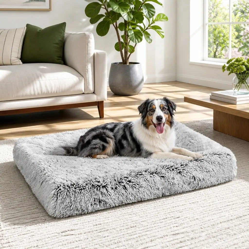 Pet Dog Crate Cage Kennel Bed Mat Sleeping Pad Fluffy Plush Soft Washable L Size