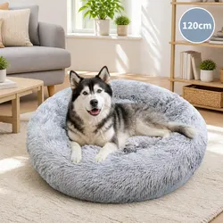 Warm and Cozy 120cm Round Pet Bed for Comfort