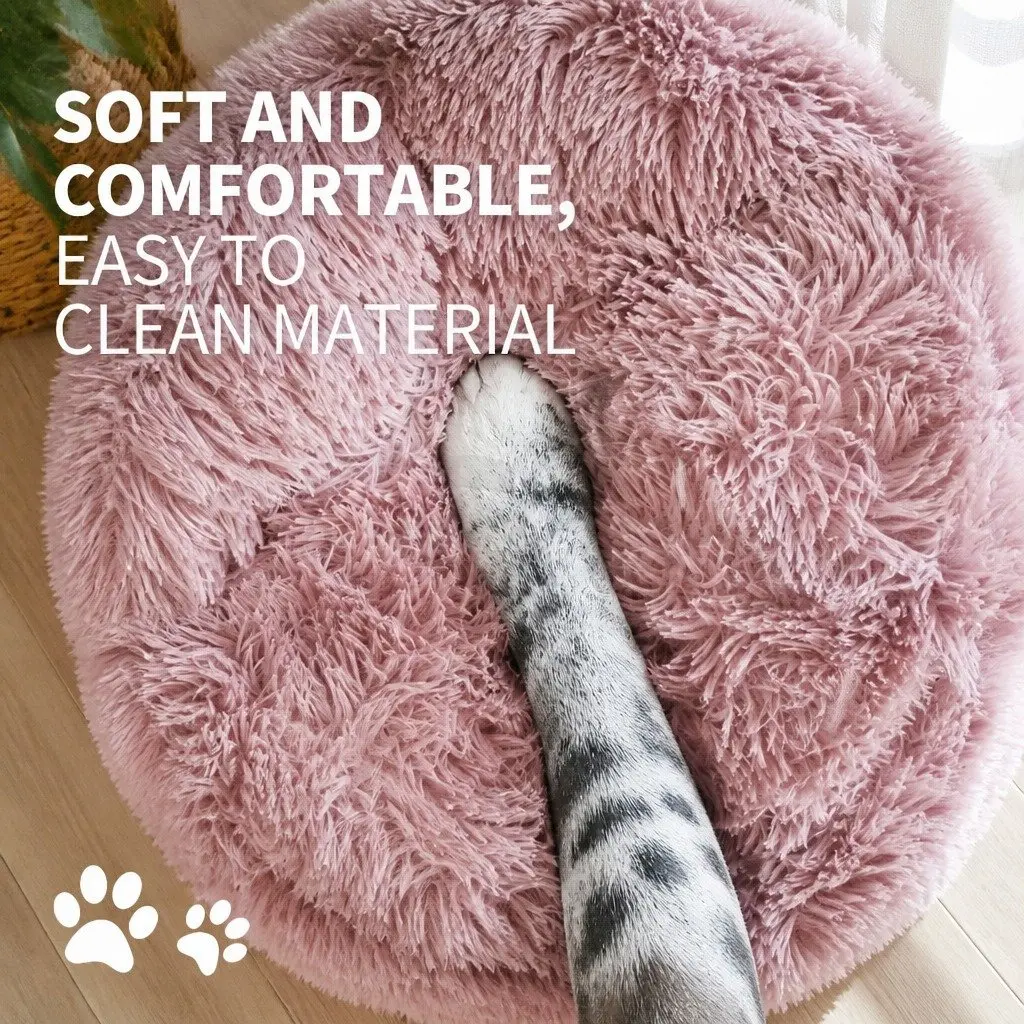 Round Pet Bed Comfy Sleeping Cave Purple 100cm for Dogs Cats