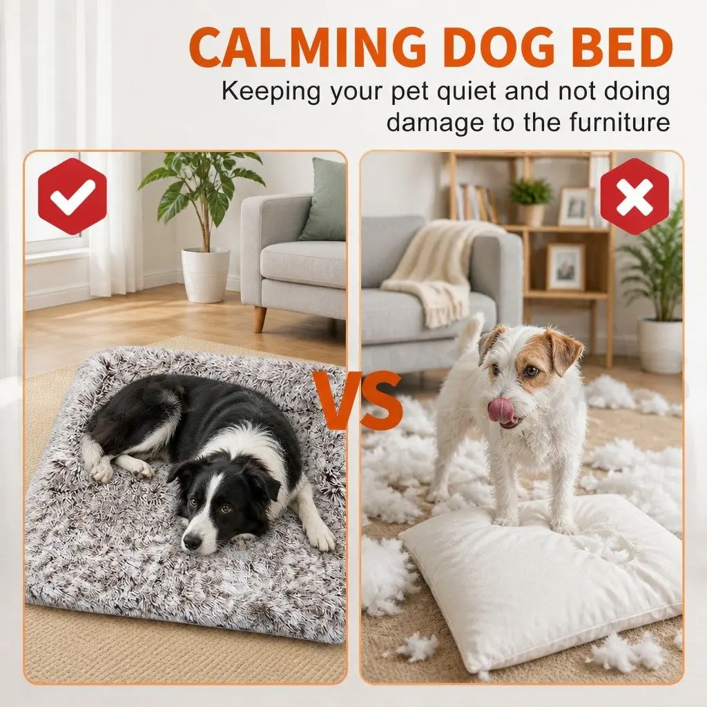 XL Pet Sofa Bed Dog Calming Cushion Plush Mat Cover Protector Furniture