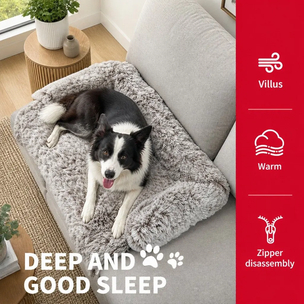 XL Pet Sofa Bed Dog Calming Cushion Plush Mat Cover Protector Furniture