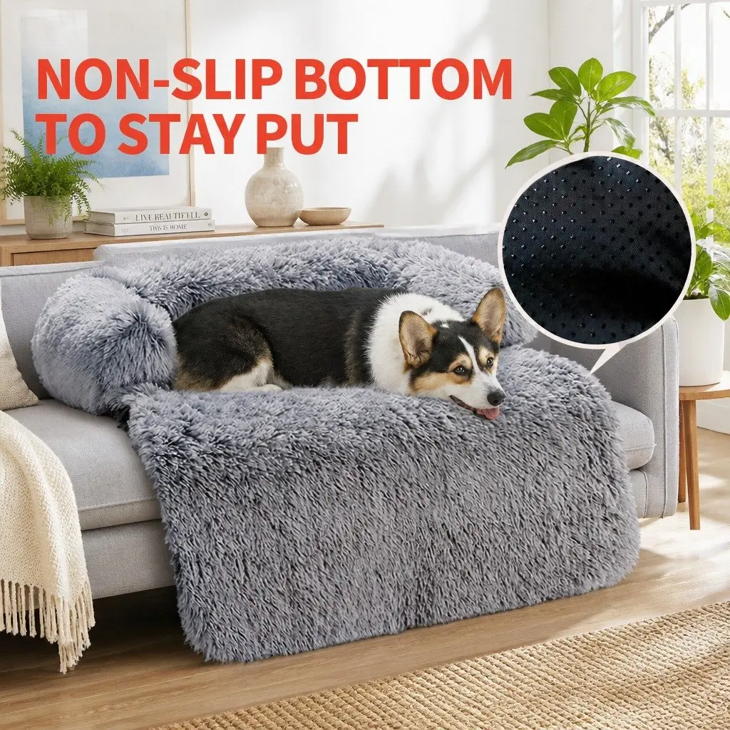 XL Pet Sofa Bed Dog Calming Cushion Plush Mat Cover Protector Furniture