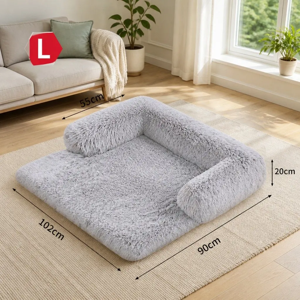 Pet Sofa Bed Calming Dog Cat Large Waterproof Cover Protector Gradient Grey