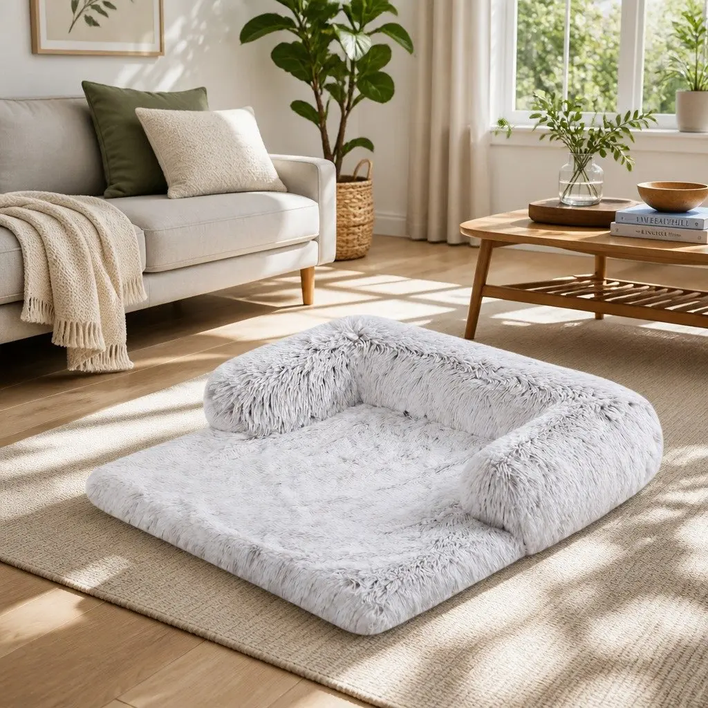 Pet Sofa Bed Calming Dog Cat Large Waterproof Cover Protector Gradient Grey