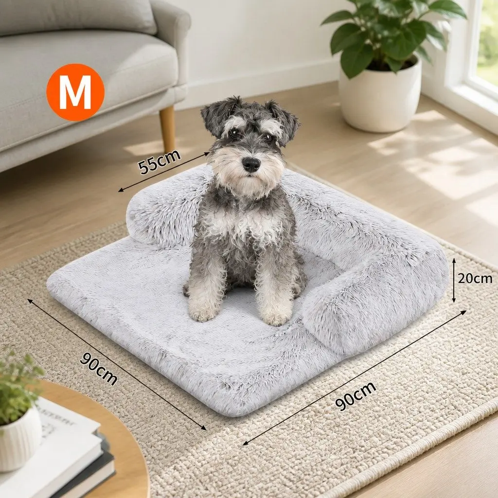 Pet Sofa Bed Calming Waterproof Cover Protector Slipcover Dog Cat M Gradient Grey