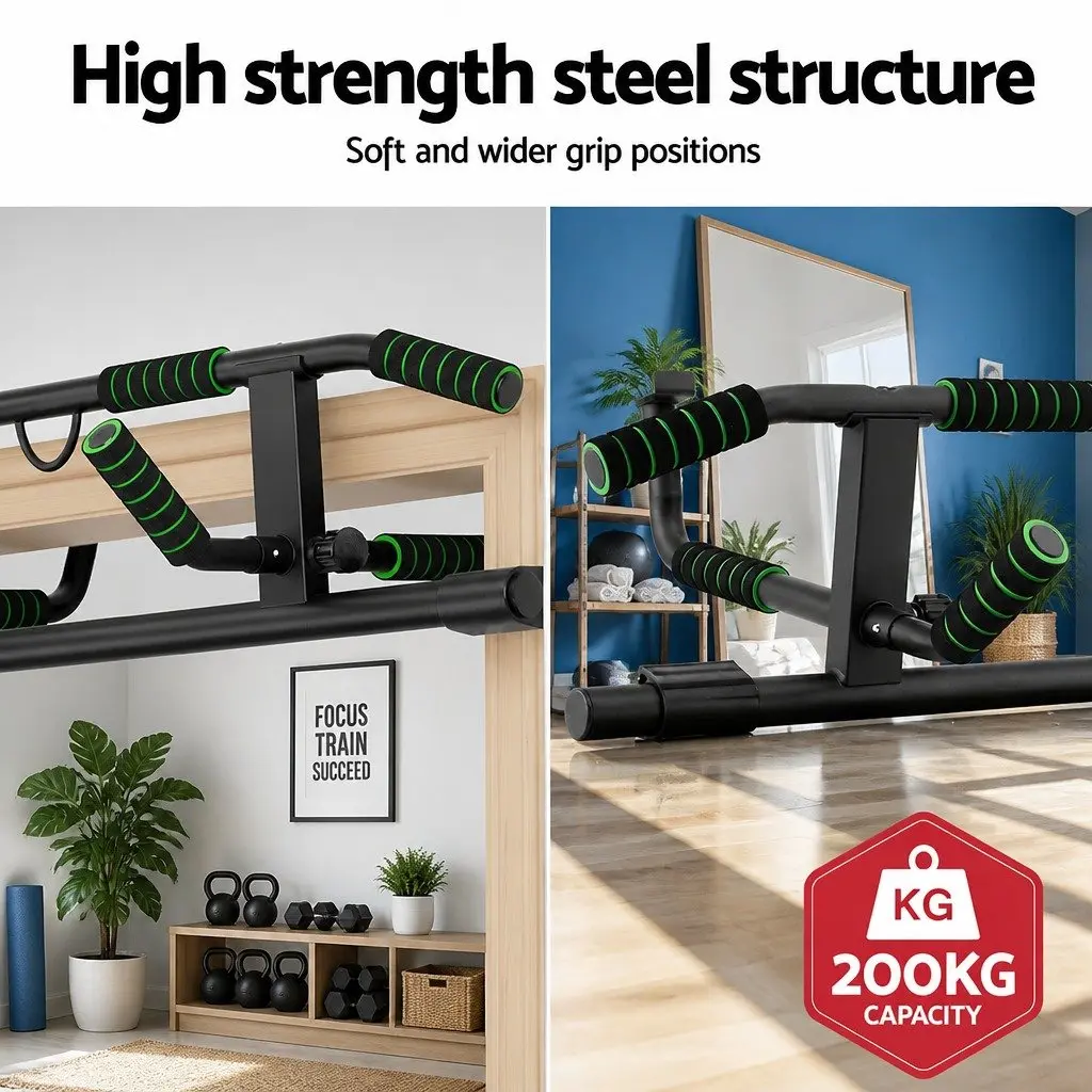 Pull Up Bar Multi-Grip Home Gym Exercise 101cm Black