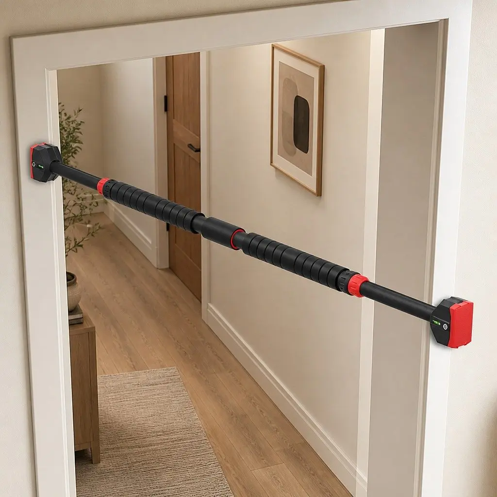 Pull Up Bar Adjustable 90-125cm Telescopic Doorway Black