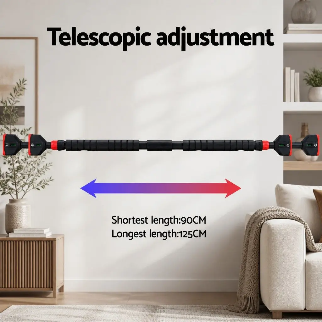 Pull Up Bar Adjustable 90-125cm Telescopic Doorway Black