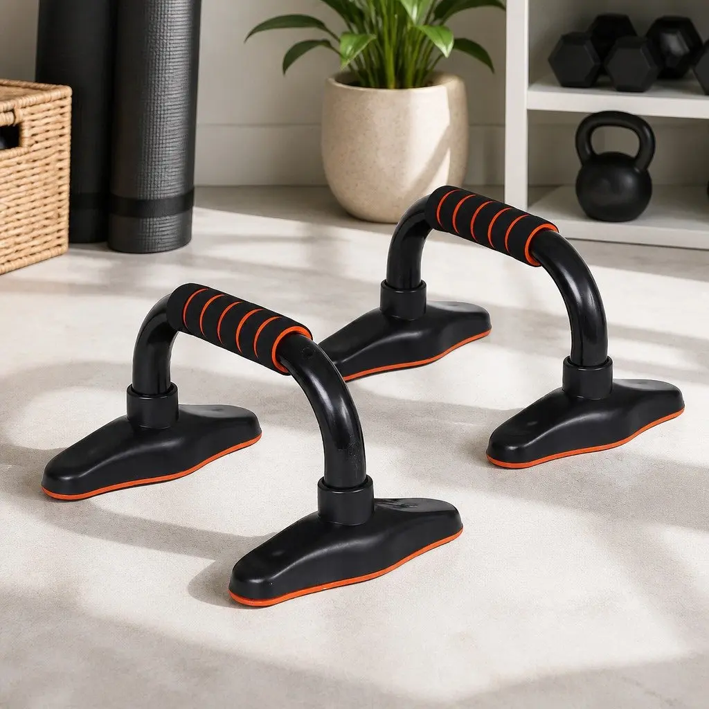 Push Up Bars Stands Parallel Handles Home Gym Fitness Strength Training 25cm Orange Black