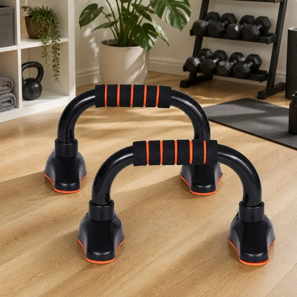 Push Up Bars Stands Parallel Handles Home Gym Fitness Strength Training 25cm Orange Black