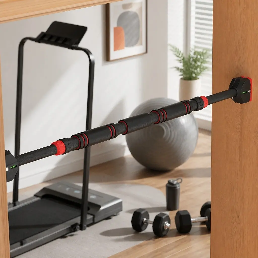 Pull Up Bar Adjustable Doorway Chin Up Bar 70-95cm Black