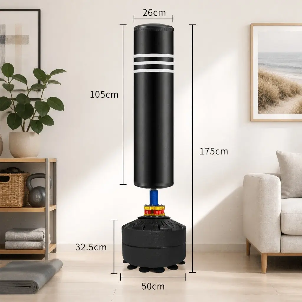 Free Standing Punching Bag Heavy Boxing Kick Bag 50cm x 50cm x 175cm Black