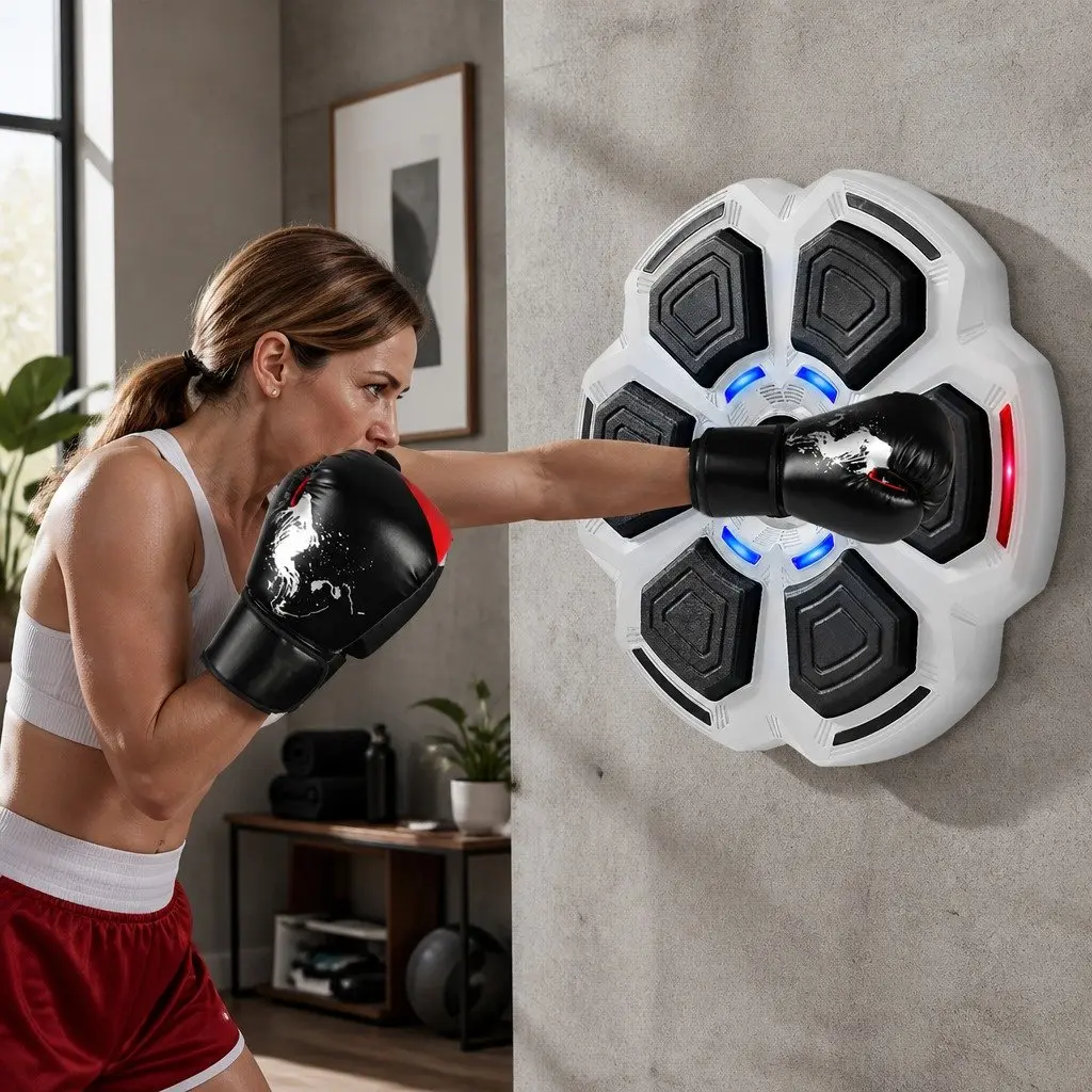 Smart Music Boxing Machine with 8OZ Gloves Wall Mount Home Workout Fitness