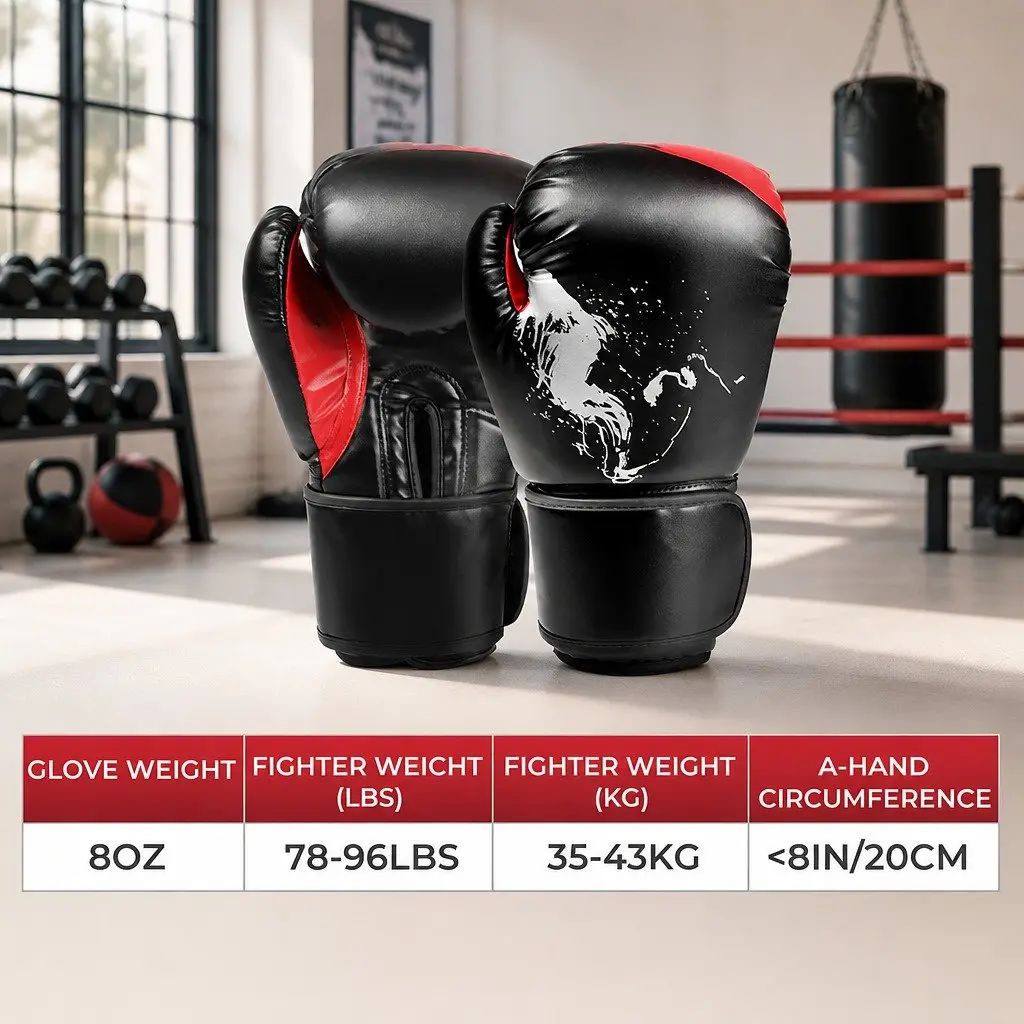 Boxing Gloves 8OZ MMA Training Sparring Punch Bag Gloves Black
