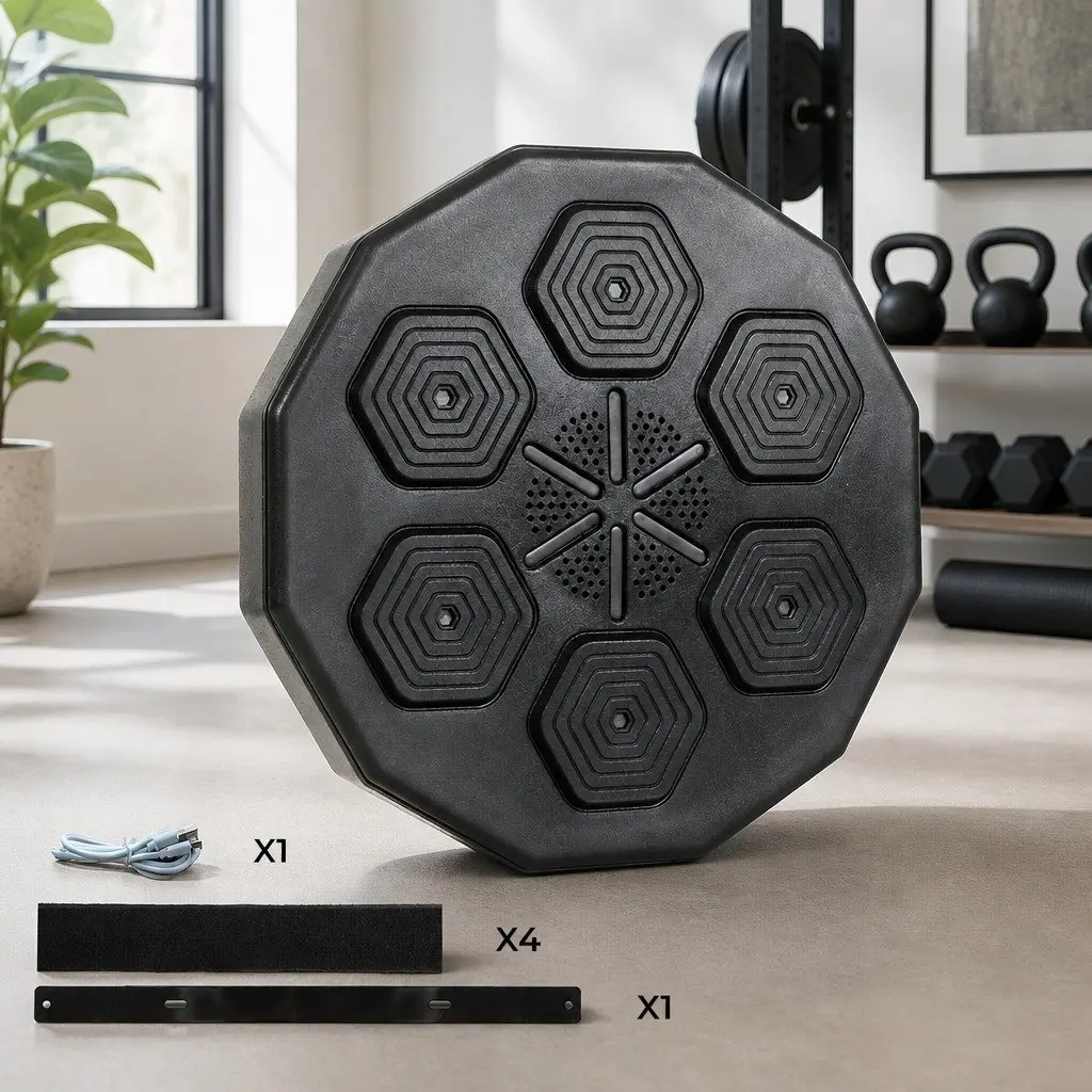 Music Boxing Machine Wall Mount Electronic Punching Pad Bluetooth Training Black 40cm