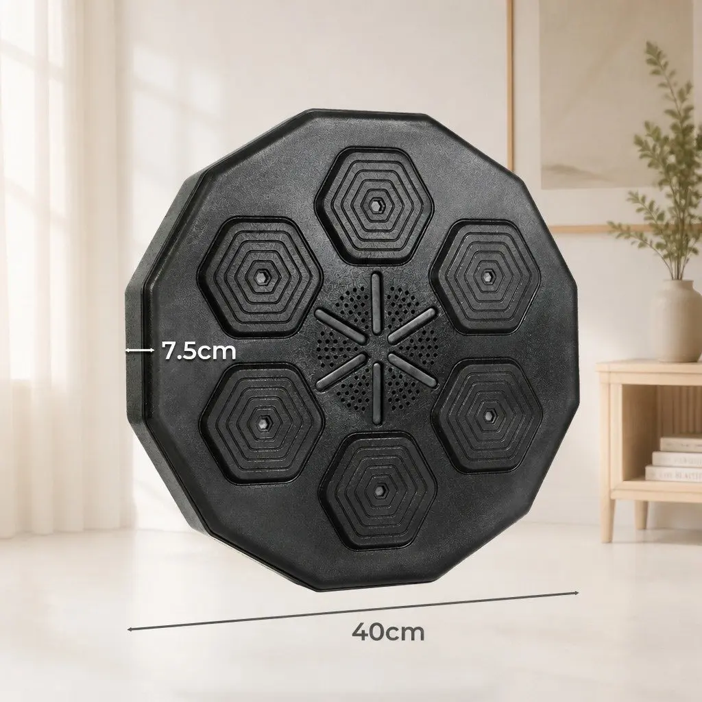 Music Boxing Machine Wall Mount Electronic Punching Pad Bluetooth Training Black 40cm