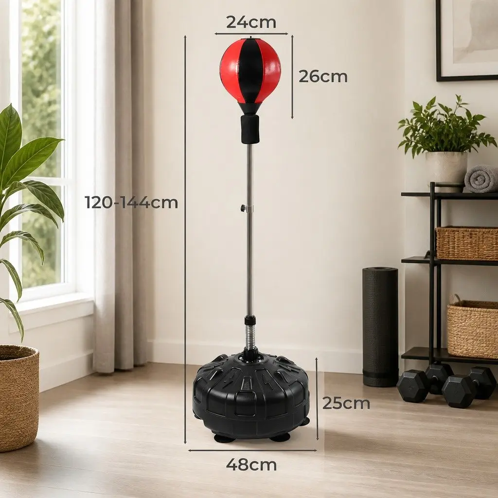 Speed Ball Punching Bag Adjustable Height Training Reflexes Fitness Black