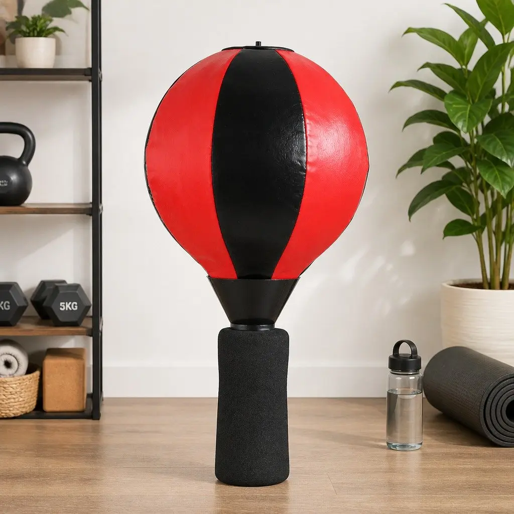 Speed Ball Punching Bag Adjustable Height Training Reflexes Fitness Black