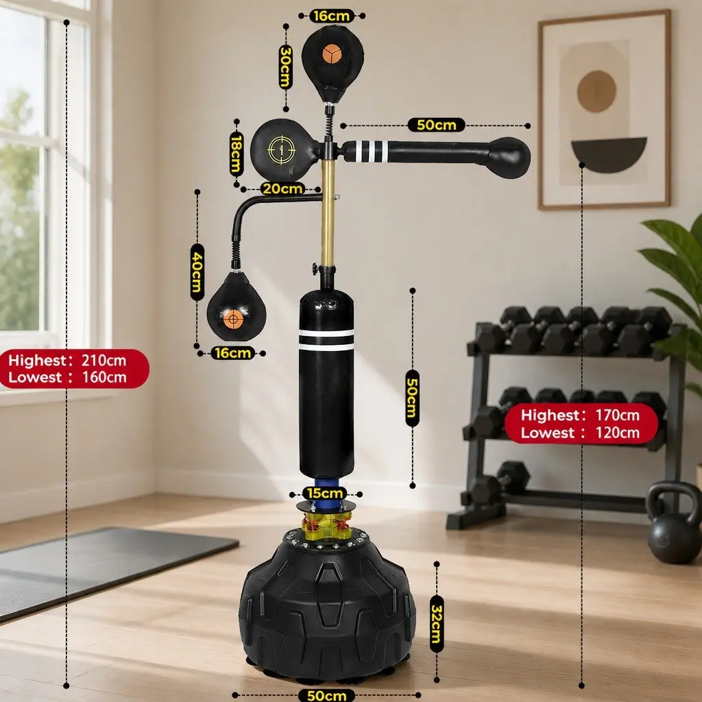 Boxing Speed Ball Free Standing Punching Bag Adjustable Height Reflex Training