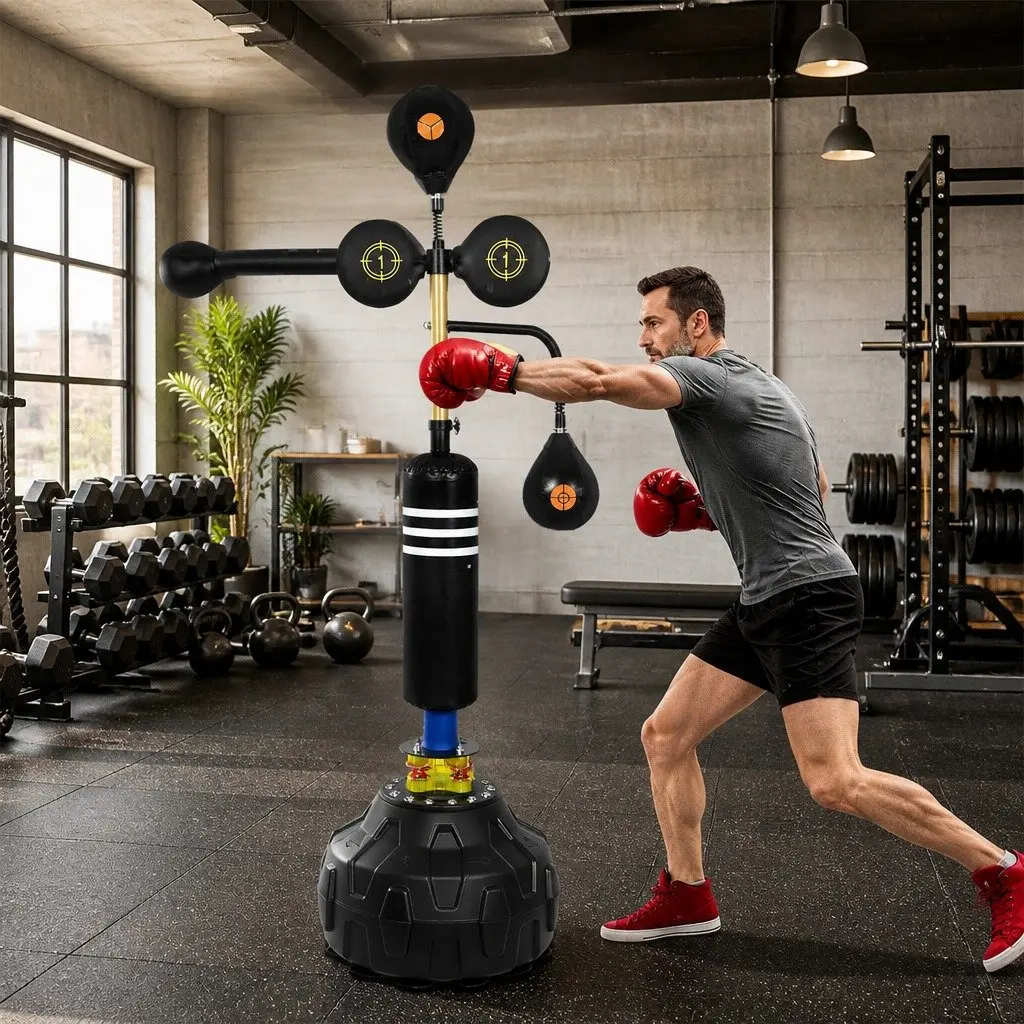 Boxing Speed Ball Free Standing Punching Bag Adjustable Height Reflex Training