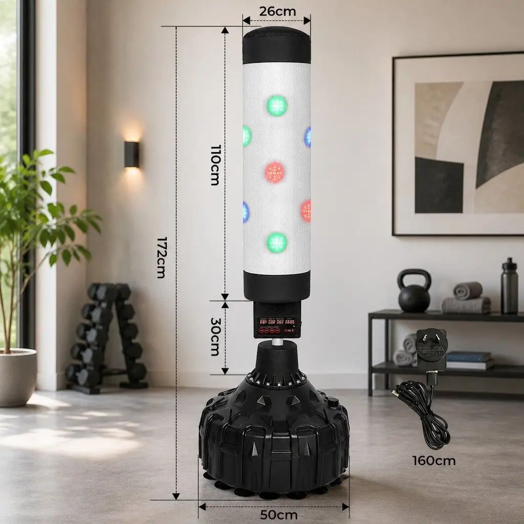 Smart Punching Bag Stand with LED Lights Interactive Training Modes Electronic
