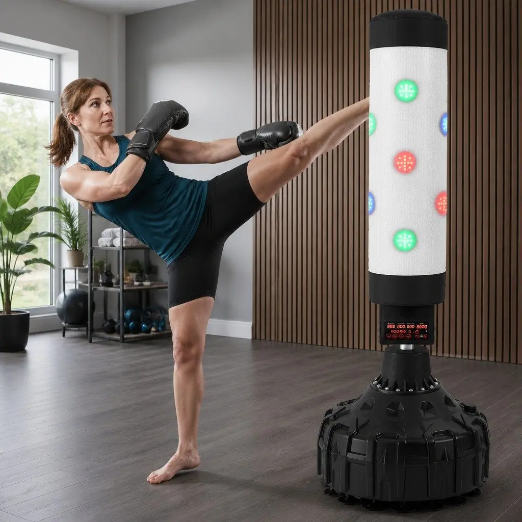 Smart Punching Bag Stand with LED Lights Interactive Training Modes Electronic