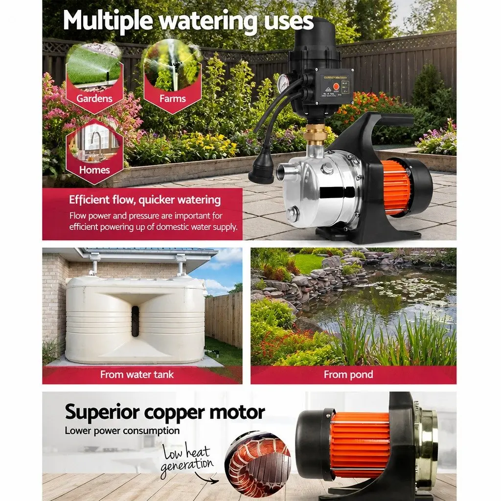 Irrigation Pump Automatic Pressure Control 1500W Black