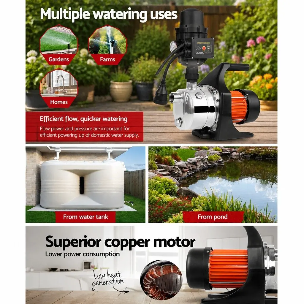 Irrigation Pump Garden Water Pump 800W Max Flow Rate 54L/min Black