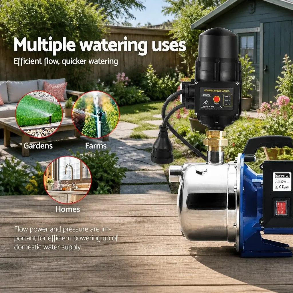 Irrigation Pump Garden Water Jet Pump 1100W High Pressure Stainless Steel Black or Blue