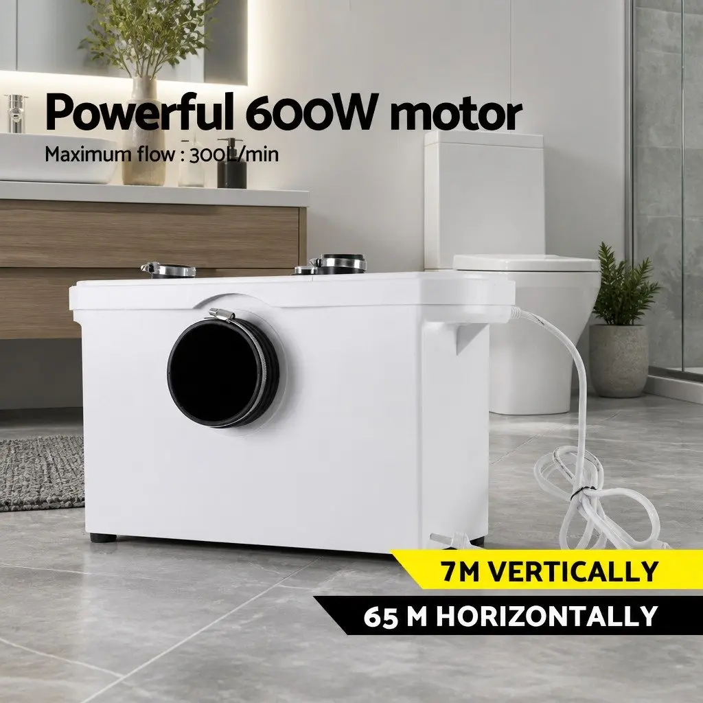 Macerator Sewerage Pump Waste Water Toilet Disposal Unit 600W Three Inlets 7m