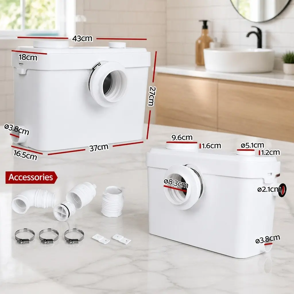 Macerator Sewerage Pump 600W Waste Water Disposal Unit Bathroom Laundry Kitchen